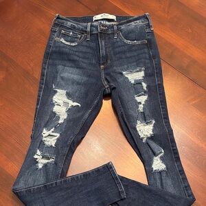 Hollister Dark Blue Distressed Skinny Jeans